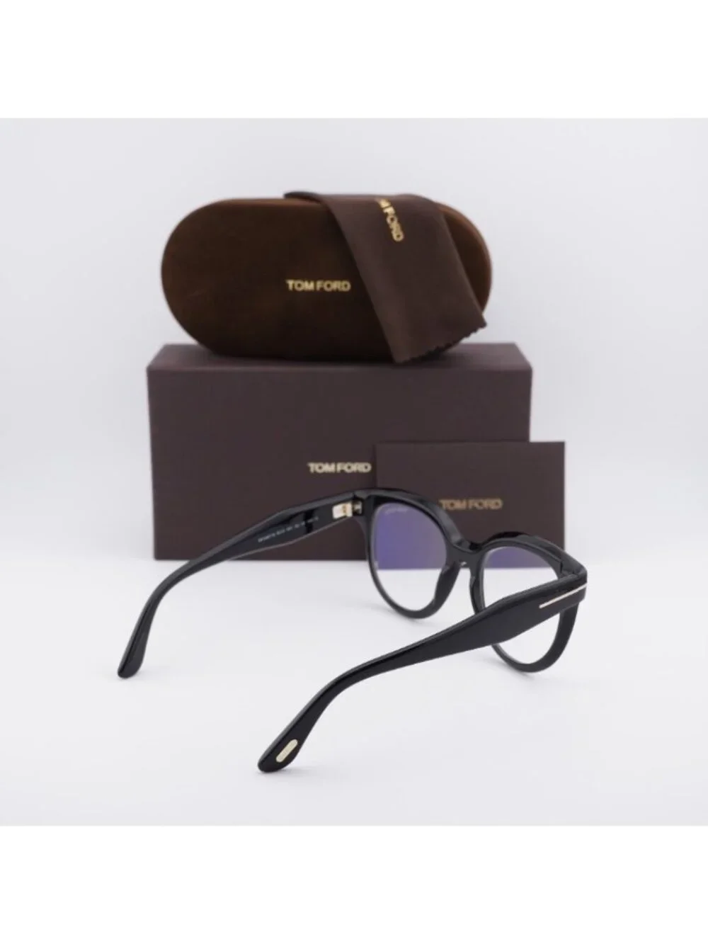 Tom Ford FT5987-B 001 Eyeglasses Black 52mm Round Frame, Blue Light Block